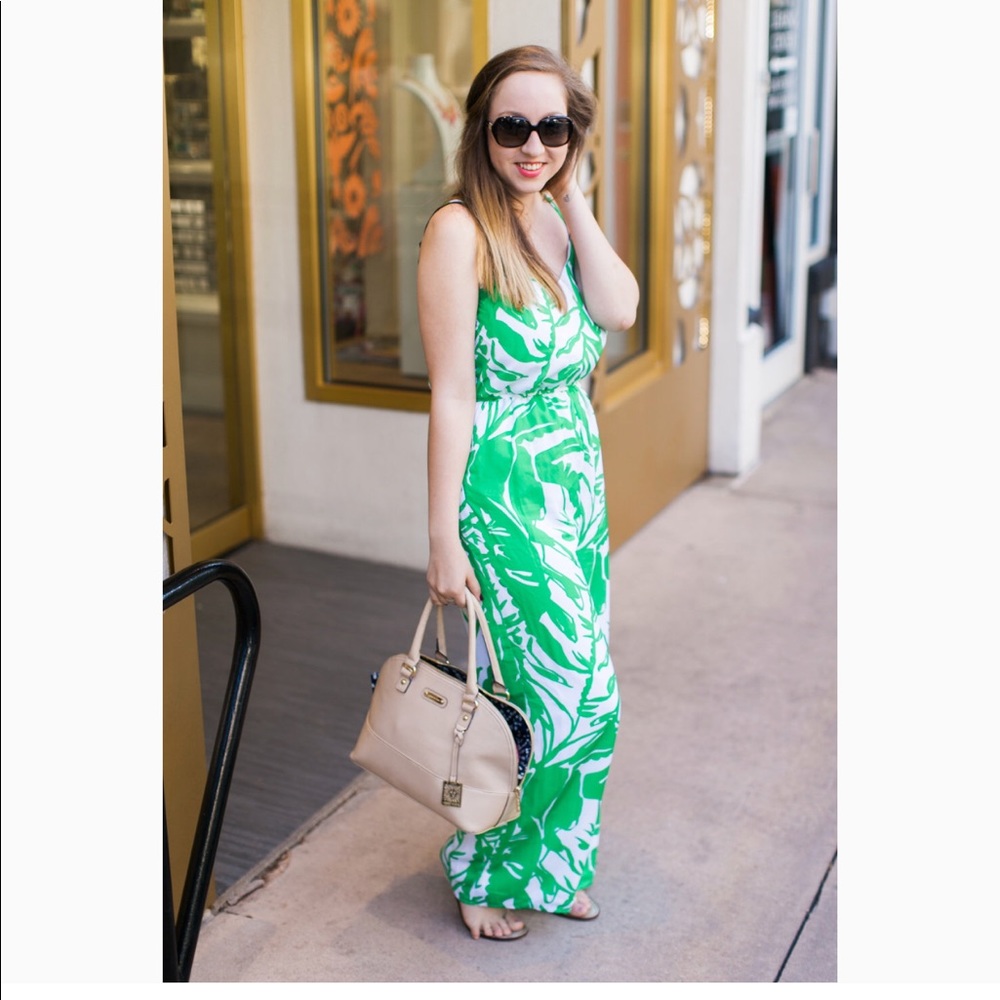 Jumpsuit.  Green and white  palazzo type pant